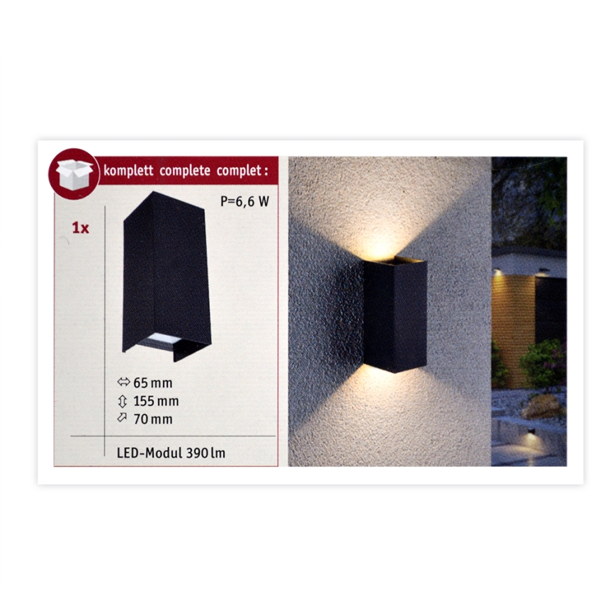 Paulmann 94326 - 2xLED/2,8W IP44 Spoljašnja zidna lampa FLAME 230V