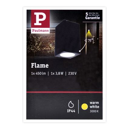 Paulmann 94327 - LED/3,8W IP44 Spoljašnja zidna lampa FLAME 230V antracit
