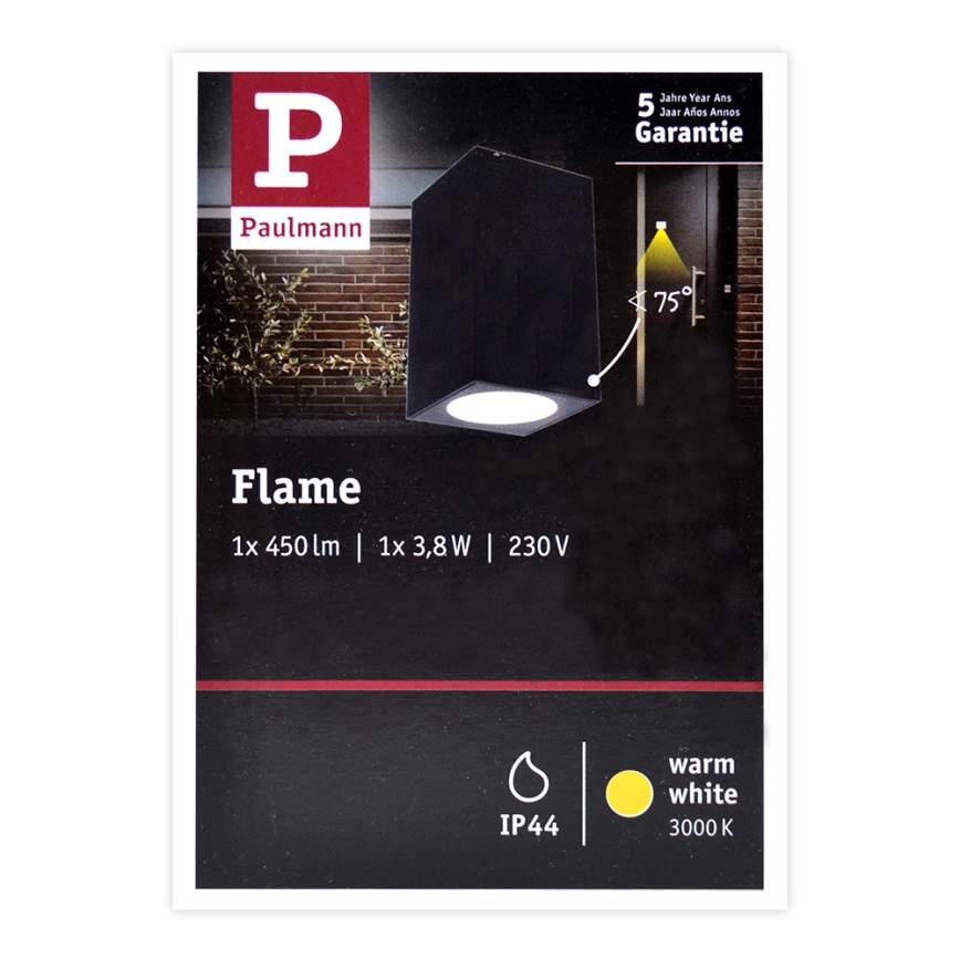 Paulmann 94327 - LED/3,8W IP44 Spoljašnja zidna lampa FLAME 230V antracit