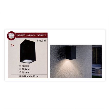 Paulmann 94327 - LED/3,8W IP44 Spoljašnja zidna lampa FLAME 230V antracit
