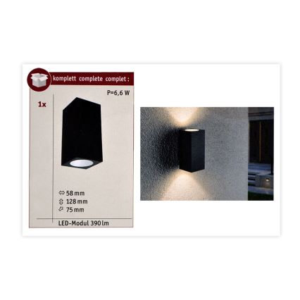 Paulmann 94328 - 2xLED/2,8W IP44 Spoljašnja zidna lampa FLAME 230V antracit