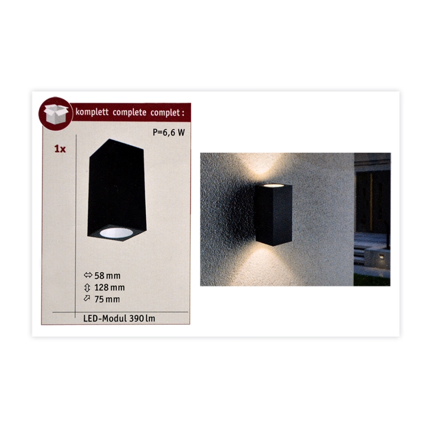 Paulmann 94328 - 2xLED/2,8W IP44 Spoljašnja zidna lampa FLAME 230V antracit