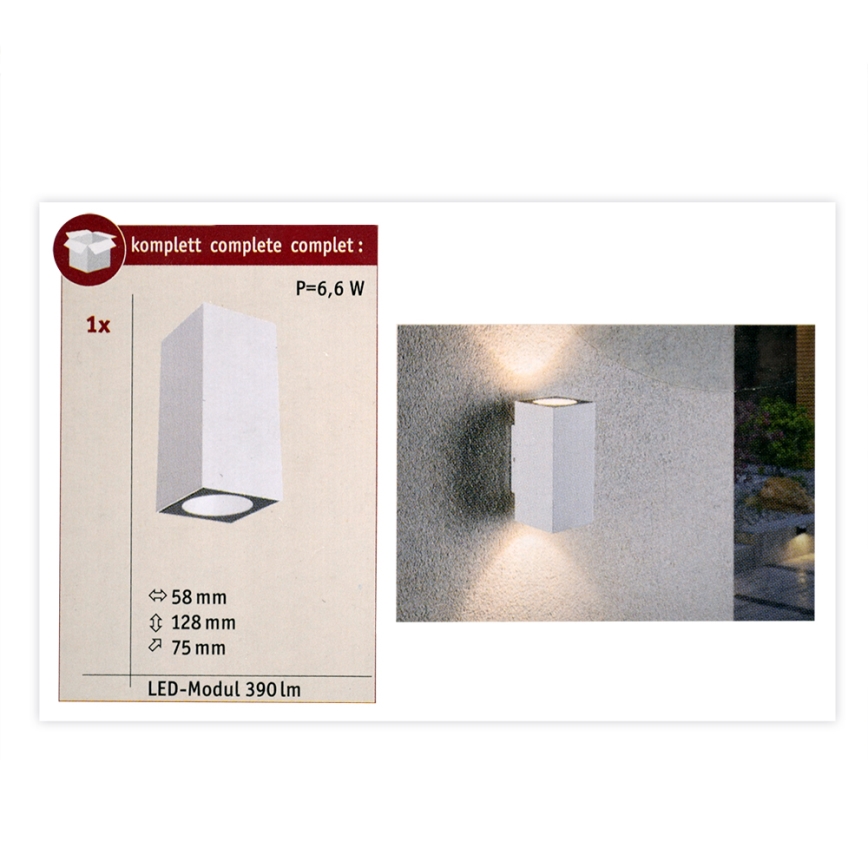 Paulmann 94330 - 2xLED/2,8W IP44 Spoljašnja zidna lampa FLAME 230V bela
