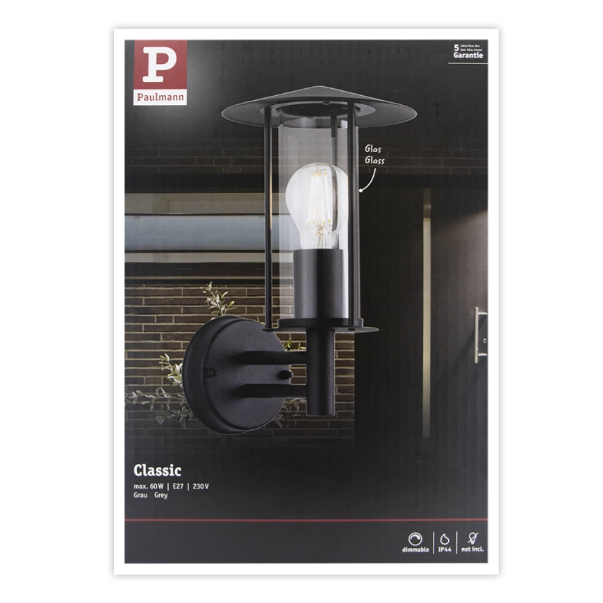 Paulmann 94398 - 1xE27/60W IP44 Spoljašnja zidna lampa CLASSIC 230V