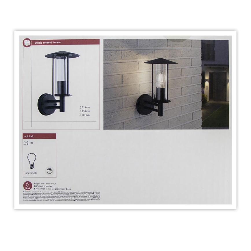 Paulmann 94398 - 1xE27/60W IP44 Spoljašnja zidna lampa CLASSIC 230V