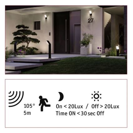 Paulmann 94403 - LED/10W IP44 Spoljašnja lampa sa senzorom ADYA 230V