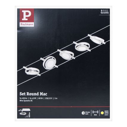 Paulmann 94414 - Set 5xLED/4,5W Reflektorska lampa za sastav sajli ROUNDMAC 230V sjajni krom