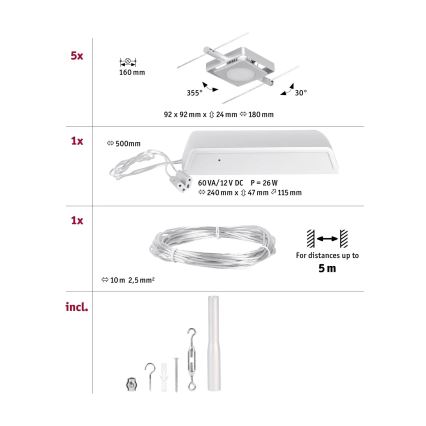 Paulmann 94420 - Set 5xLED/4,5W Reflektorska lampa za šinski sastav MAC 230V mat krom