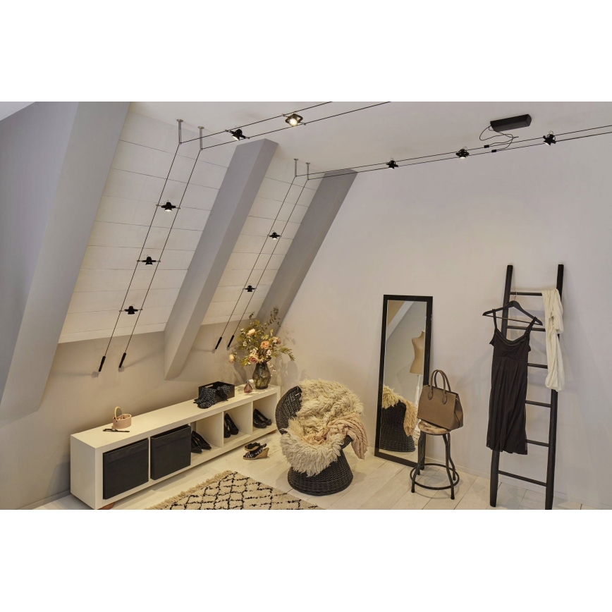 Paulmann 94434 - KOMPLET 5xGU5,3/10W Spot svetiljka za sajlni sistem MAC 230V crna