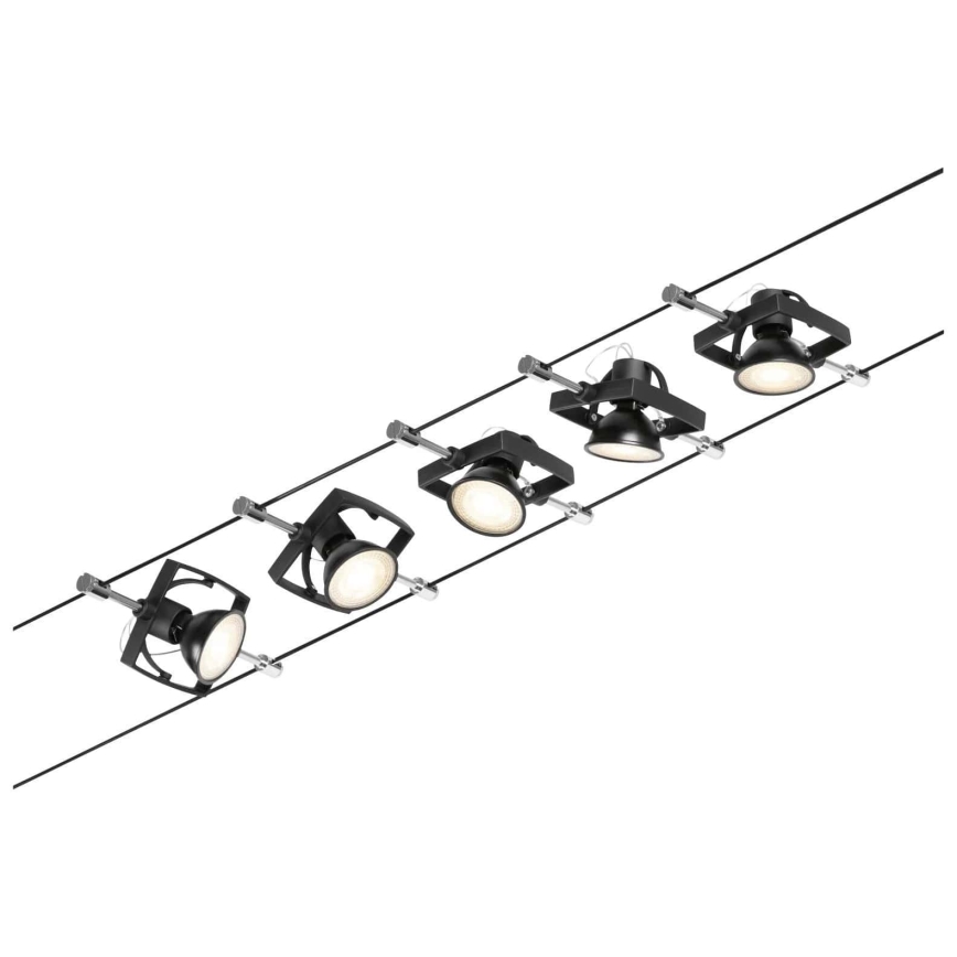 Paulmann 94434 - KOMPLET 5xGU5,3/10W Spot svetiljka za sajlni sistem MAC 230V crna