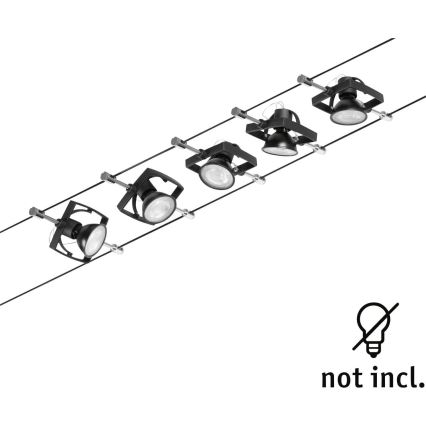 Paulmann 94434 - KOMPLET 5xGU5,3/10W Spot svetiljka za sajlni sistem MAC 230V crna