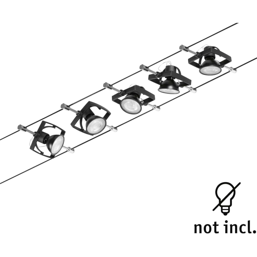 Paulmann 94434 - KOMPLET 5xGU5,3/10W Spot svetiljka za sajlni sistem MAC 230V crna