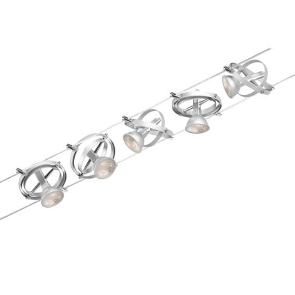 Paulmann 94436 - Set 5xGU5,3/10W Reflektorska lampa za šinski sastav CARDAN 230V mat krom