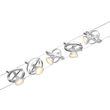 Paulmann 94436 - KOMPLET 5x GU5,3/10W reflektora za žični sistem CARDAN 230V matni hrom