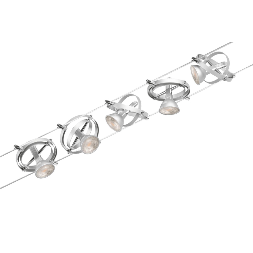 Paulmann 94436 - KOMPLET 5x GU5,3/10W reflektora za žični sistem CARDAN 230V matni hrom