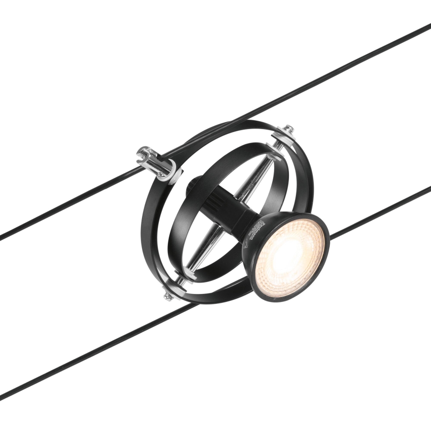 Paulmann 94440 - KOMPLET 5xGU5,3/10W spot svetiljki za sistem sa sajlama CARDAN 230V crna