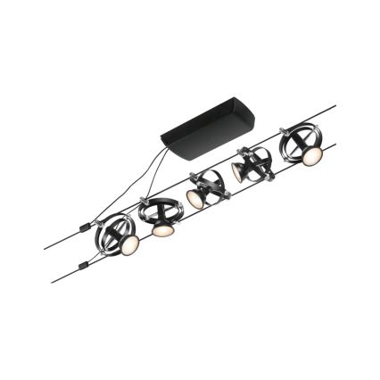 Paulmann 94440 - Set 5xGU5,3/10W Reflektorska lampa za šinski sastav CARDAN 230V crno
