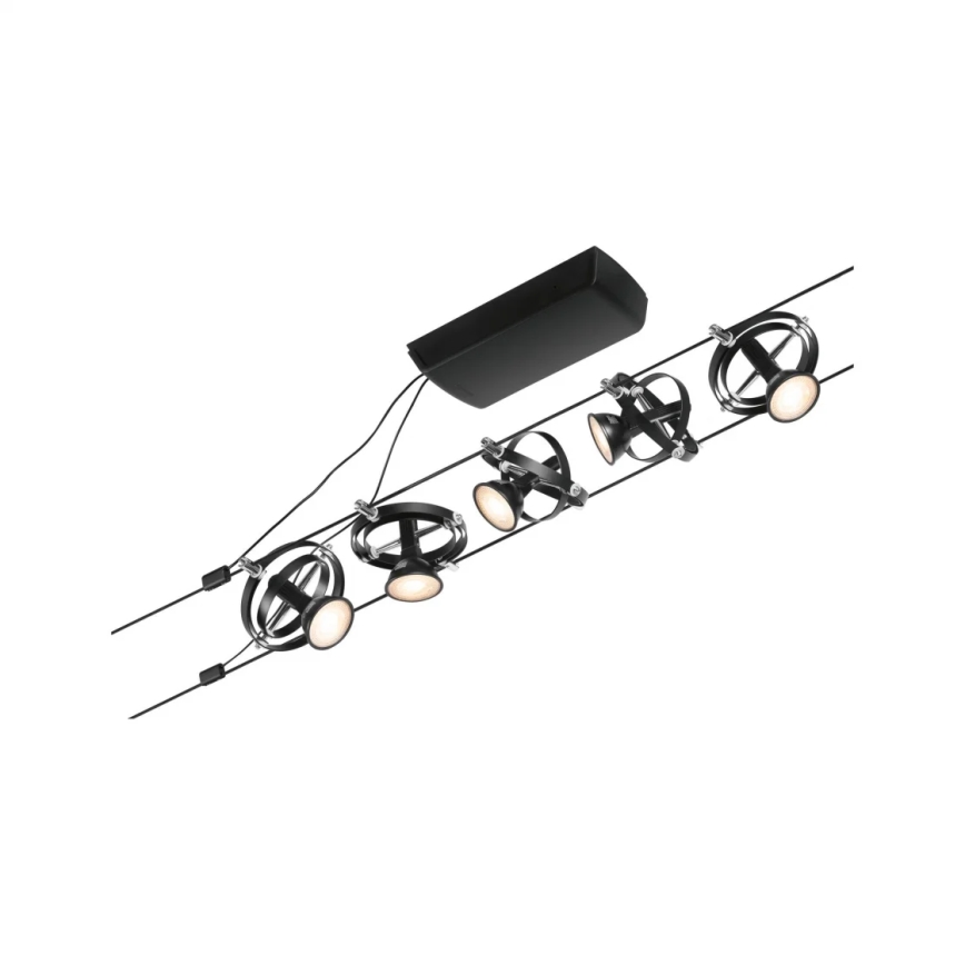 Paulmann 94440 - Set 5xGU5,3/10W Reflektorska lampa za šinski sastav CARDAN 230V crno