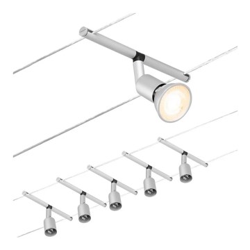 Paulmann 94442 - Set 5xGU5,3/10W Reflektorska lampa za šinski sastav SALT 230V mat krom