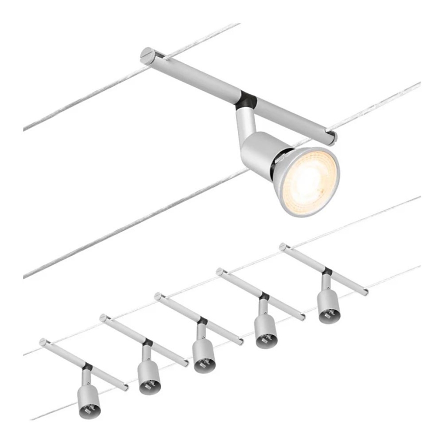 Paulmann 94442 - Set 5xGU5,3/10W Reflektorska lampa za šinski sastav SALT 230V mat krom