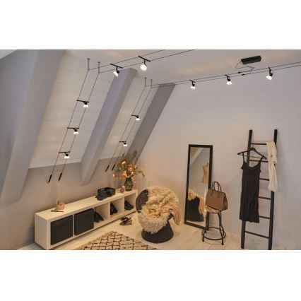 Paulmann 94450 - Set 5xGU5,3/10W Reflektorska lampa za šinski sastav SHEELA 230V crno