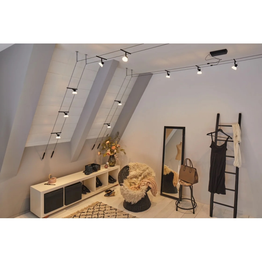 Paulmann 94450 - Set 5xGU5,3/10W Reflektorska lampa za šinski sastav SHEELA 230V crno