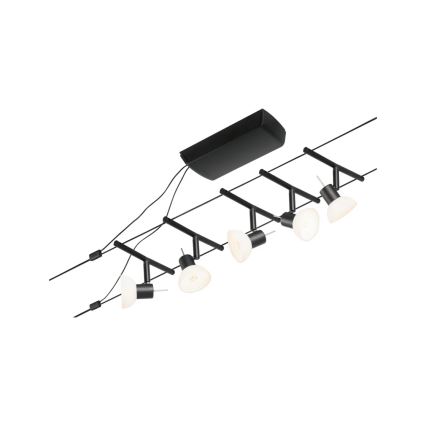 Paulmann 94450 - Set 5xGU5,3/10W Reflektorska lampa za šinski sastav SHEELA 230V crno
