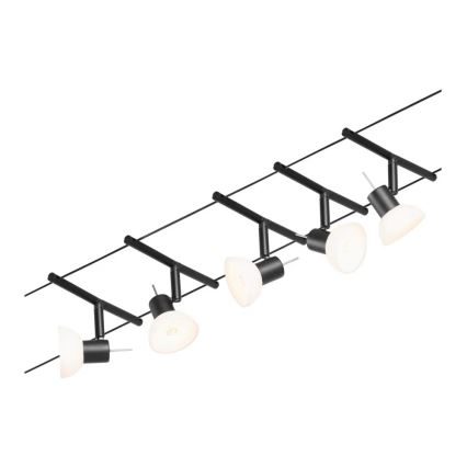 Paulmann 94450 - Set 5xGU5,3/10W Reflektorska lampa za šinski sastav SHEELA 230V crno