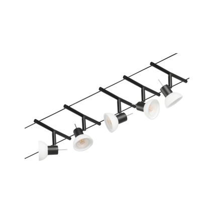 Paulmann 94450 - Set 5xGU5,3/10W Reflektorska lampa za šinski sastav SHEELA 230V crno