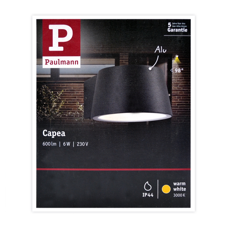 Paulmann 94452 - LED/6W IP44 Spoljašnja zidna lampa CAPEA 230V