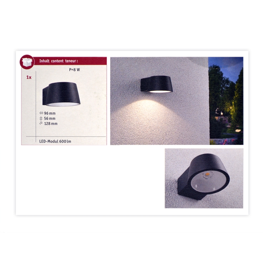 Paulmann 94452 - LED/6W IP44 Spoljašnja zidna lampa CAPEA 230V