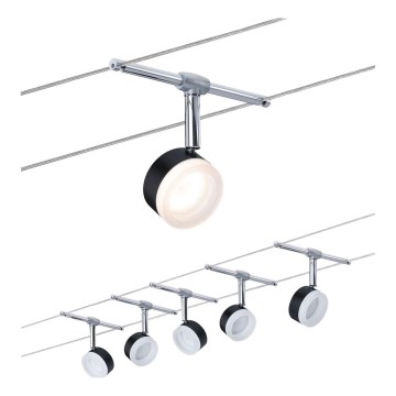 Paulmann 94457 - SET 5xLED/4W spotovi za sajlni sistem CLEAR 230V crna/sjajni hrom