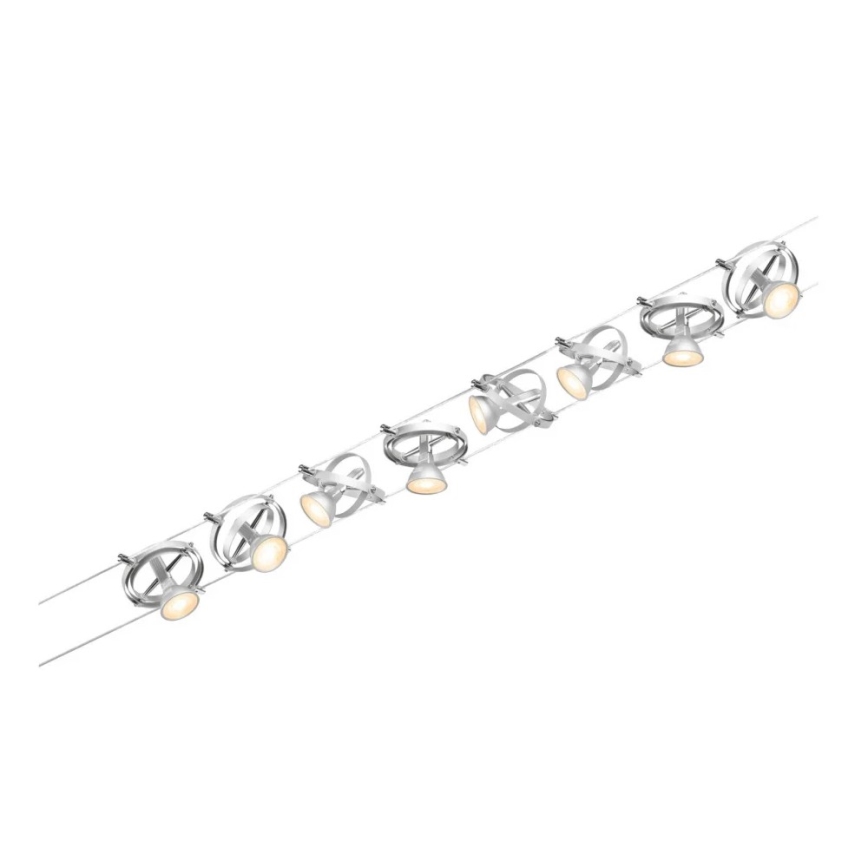 Paulmann 94490 - Set 8xGU5,3/7,5W Reflektorska lampa za šinski sastav CARDAN 230V mat krom