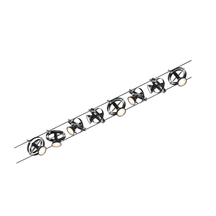 Paulmann 94494 - Set 8xGU5,3/7,5W Reflektorska lampa za šinski sastav CARDAN 230V crno