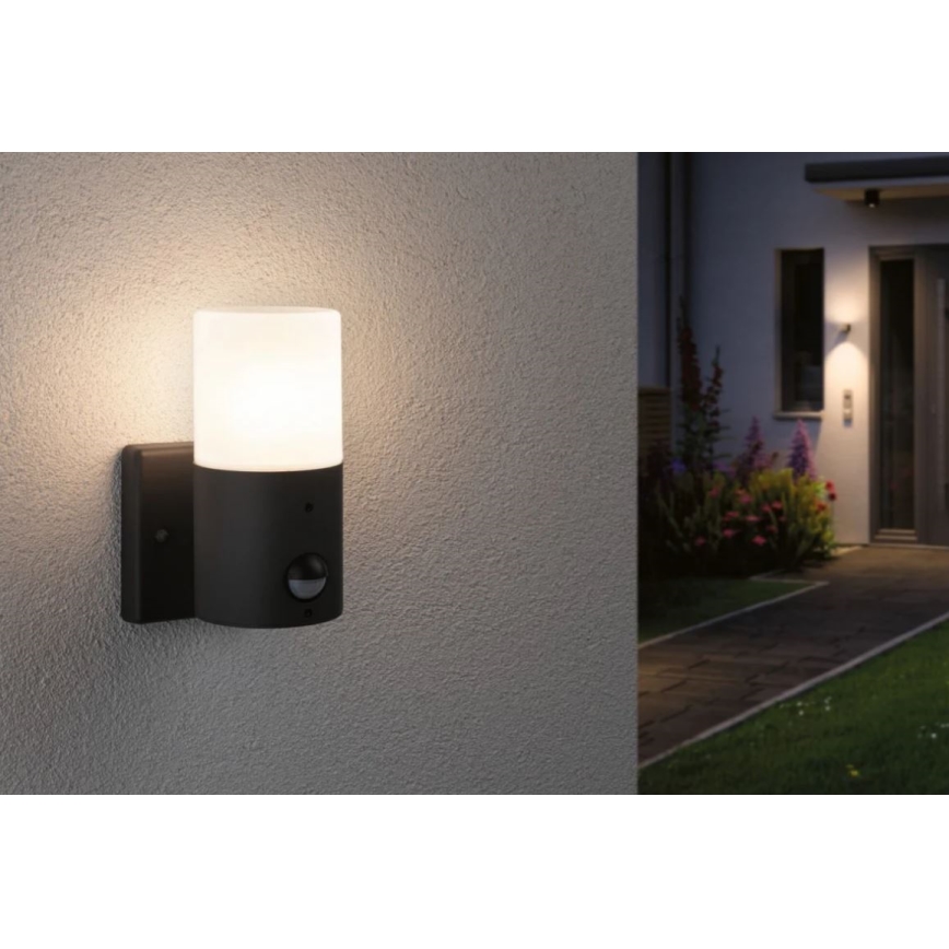 Paulmann 94648 - 1xE27/15W IP44 Spoljašnja zidna lampa sa senzorom TUBS 230V