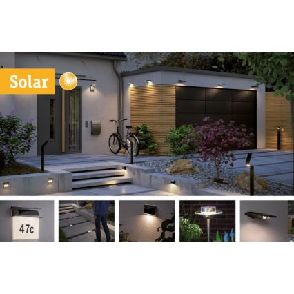 Paulmann 95393 - LED/4W IP44 Prigušiva solarna zidna lampa sa senzorom SOLVEIG 3,7V 2000 mAh
