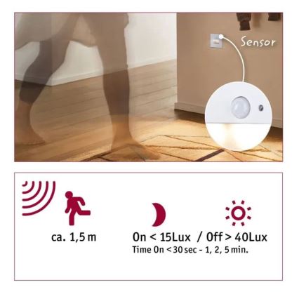 Paulmann  93133 - LED/1,2W Stubišna Lampa sa senzorom EDGE 230V bela