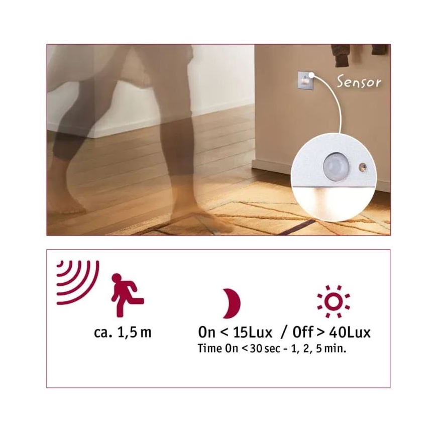 Paulmann  93134 - LED/1,2W Stubišna Lampa sa senzorom EDGE 230V mat krom