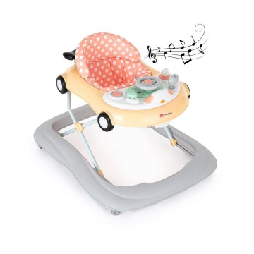 PETITE&MARS - Hodalica CABRIO za bebe sa melodijom, 2xAA, narandžasta
