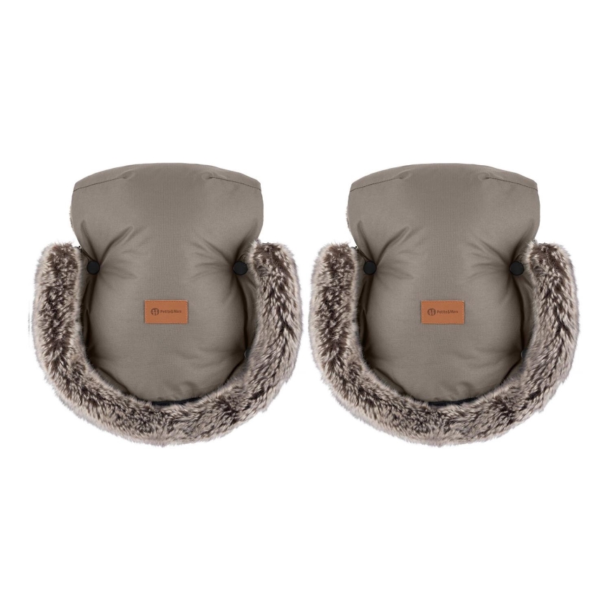 PETITE&MARS - Navlake za ručke kolica FURRY Mocha Mousse