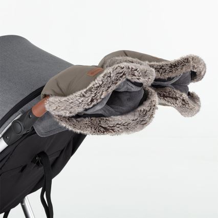 PETITE&MARS - KOMPLET dečiji fusak 4u1 ARCTIC + navlake za ručke kolica FURRY Mocha Mousse