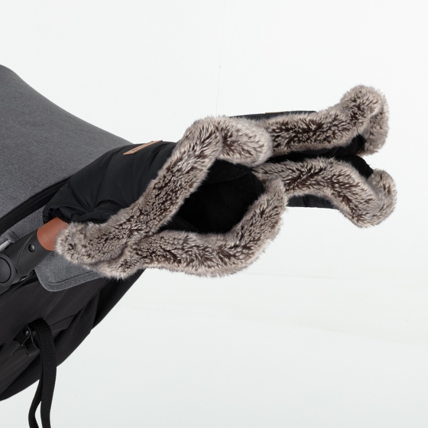 PETITE&MARS - KOMPLET Dečiji fusak 4u1 COMFY + mufovi za kolica FURRY Forever Black