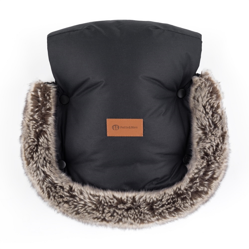 PETITE&MARS - Set Zimska vreća za kolica 4u1 ARCTIC + rukavice za kolica FURRY Forever Black