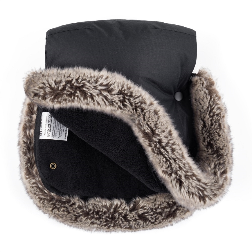PETITE&MARS - Set Zimska vreća za kolica 4u1 ARCTIC + rukavice za kolica FURRY Forever Black