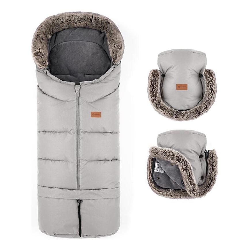 PETITE&MARS-Set Zimska vreća za kolica 4u1 ARCTIC + rukavice za kolica FURRY Champagne Shower