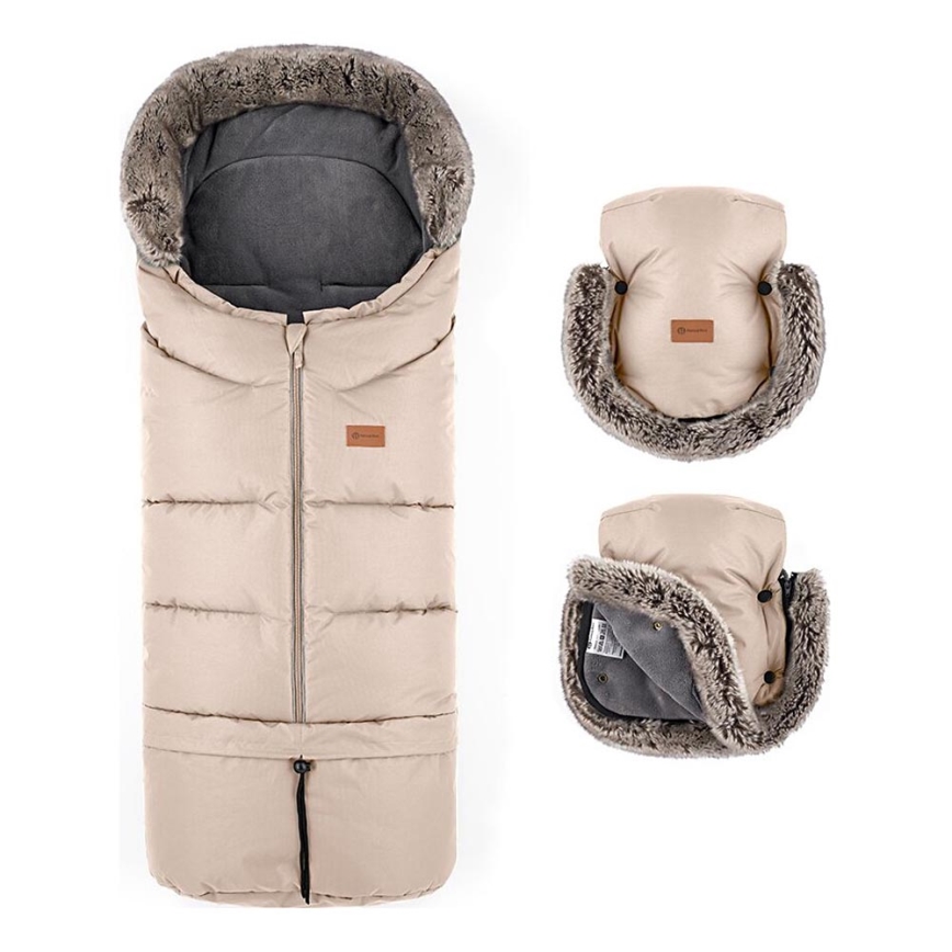 PETITE&MARS - Set Zimska vreća za kolica 4u1 ARCTIC + rukavice za kolica FURRY Rose Petal