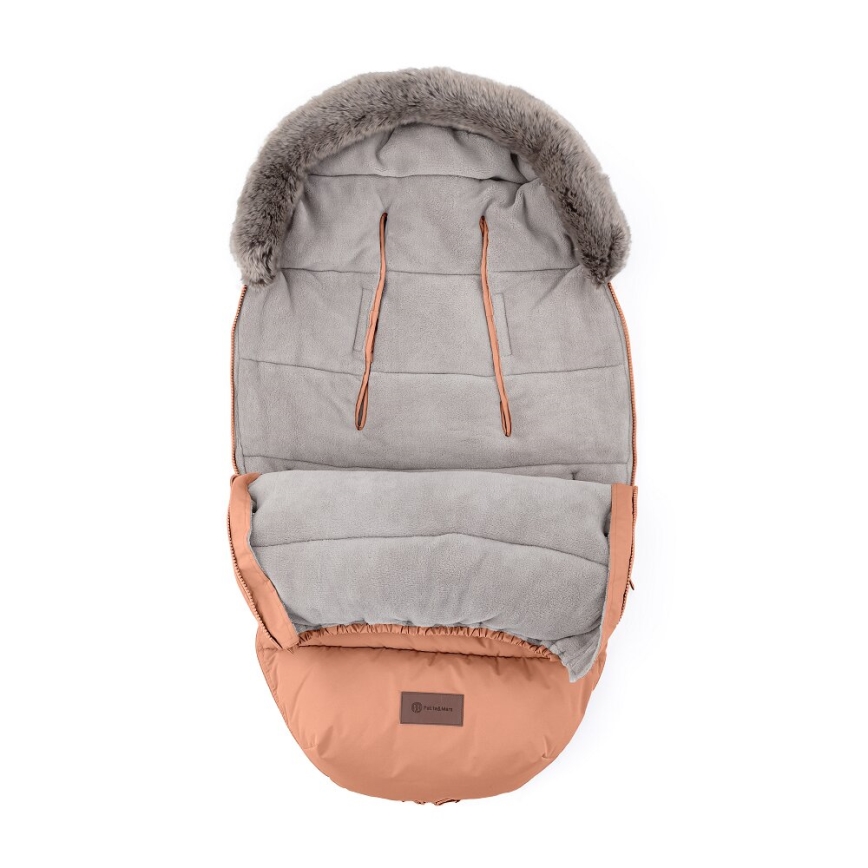 PETITE&MARS - Set Zimska vreća za kolica 4u1 COMFY + rukavice za kolica FURRY Pastel Peach