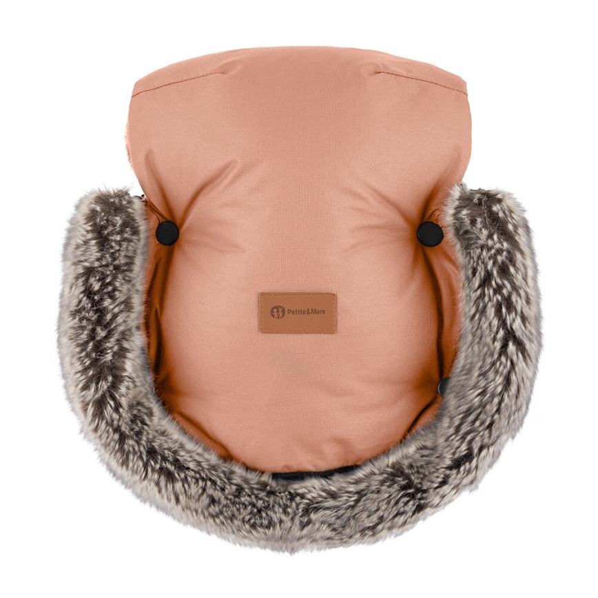 PETITE&MARS - Set Zimska vreća za kolica 4u1 COMFY + rukavice za kolica FURRY Pastel Peach