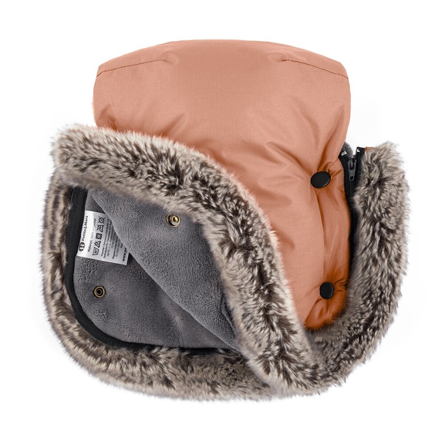 PETITE&MARS - Set Zimska vreća za kolica 4u1 COMFY + rukavice za kolica FURRY Pastel Peach