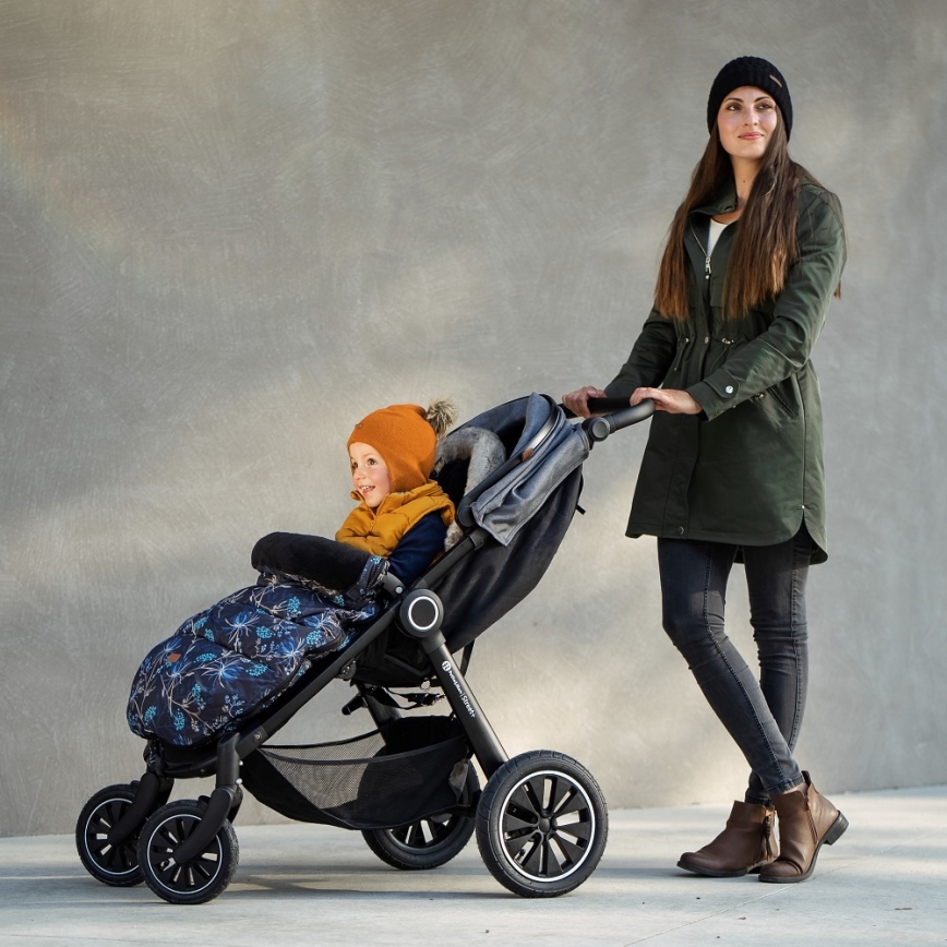 PETITE&MARS - Set Zimska vreća za kolica 4u1 COMFY Stylish Beauty + rukavice za kolica FURRY Forever Black